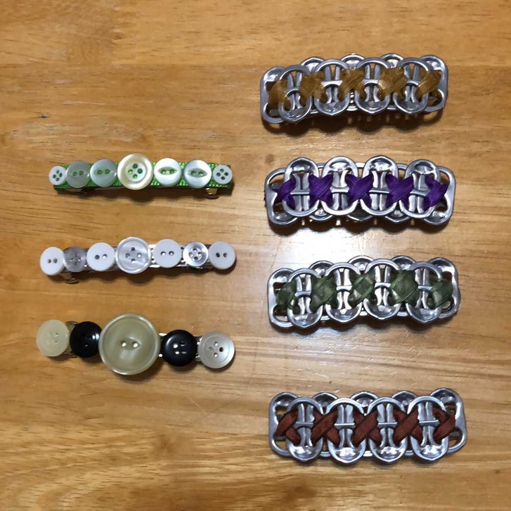 Handmade button or pop tab hair clips